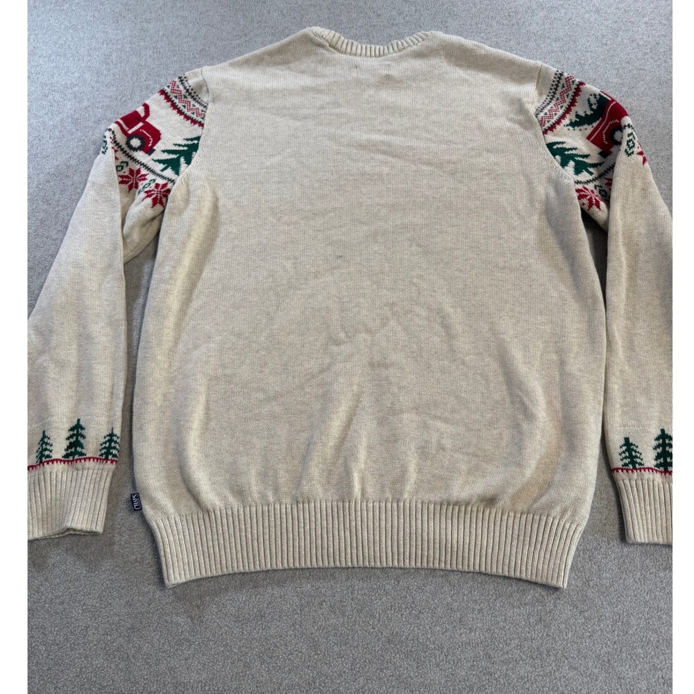 Chaps Christmas Sweater Mens L Oatmeal Heather New Red Truck Holiday Fair Isle - Picture 12 of 12